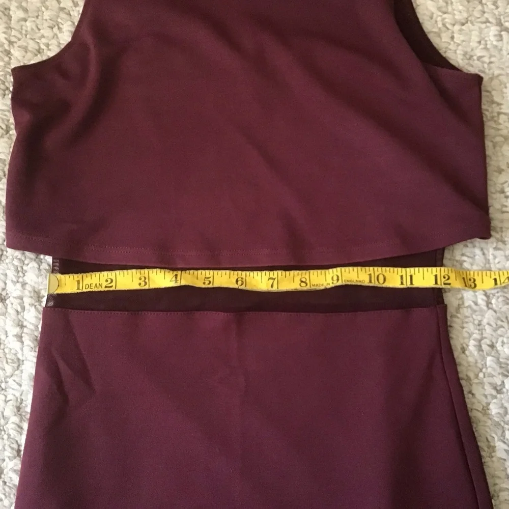 💥3/$10 Burgundy Dress with Sheer Mid-Section - Picture 4 of 7